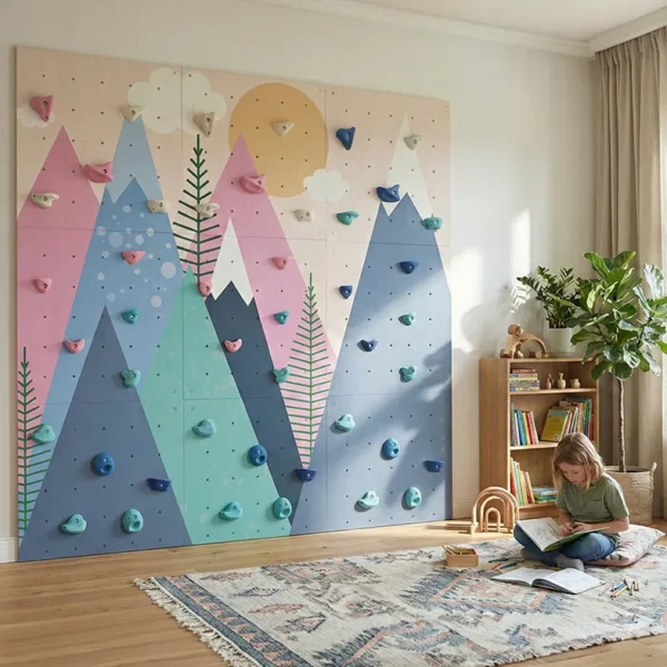 Climbing wall in the "Pink Mountains" children's room