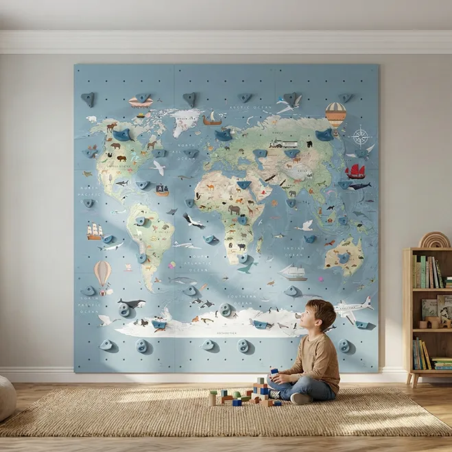Climbing wall "World Map with Animals"