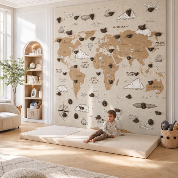 Vintage World Map Climbing Wall
