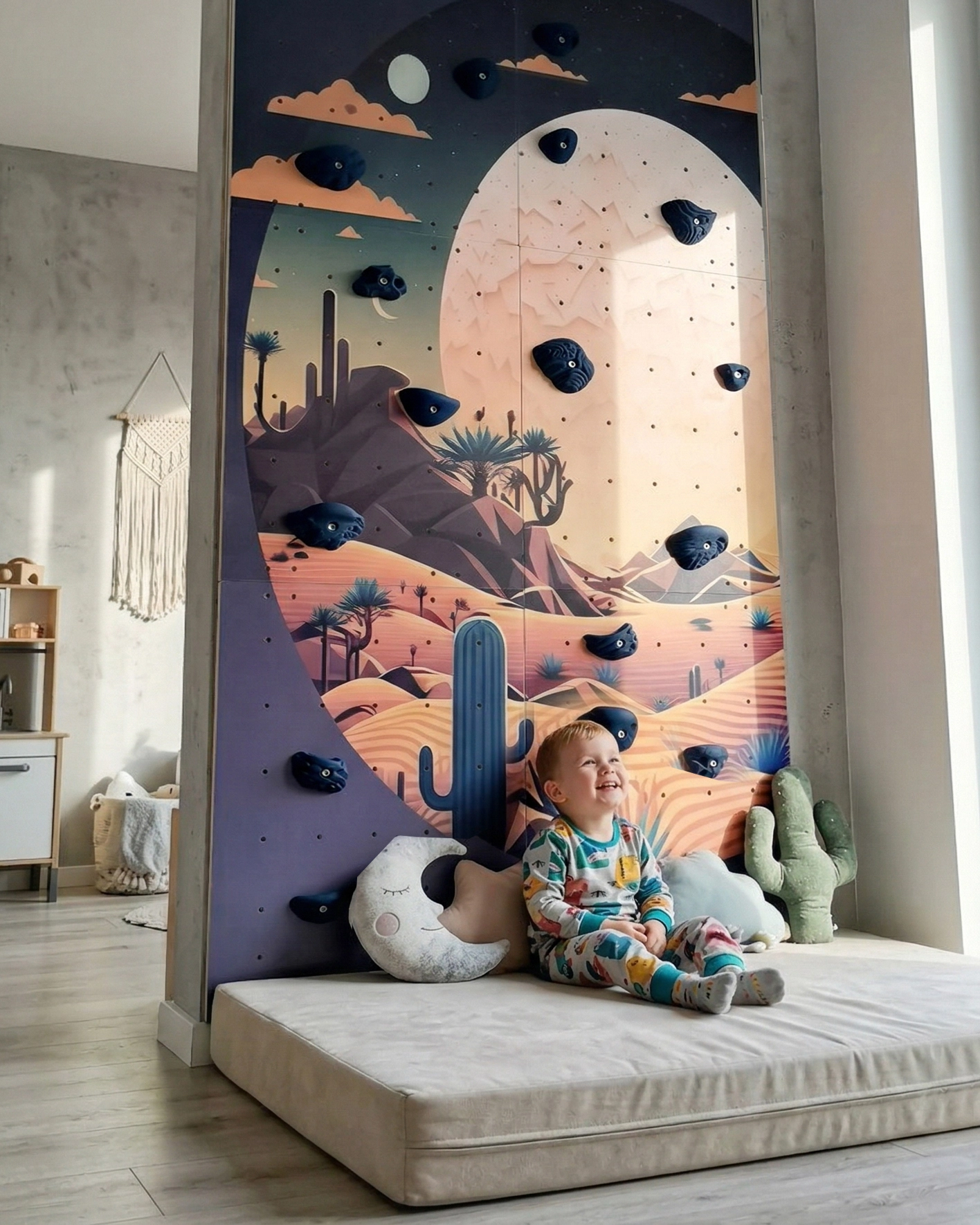 Modular indoor climbing wall for children "Night in the Desert"