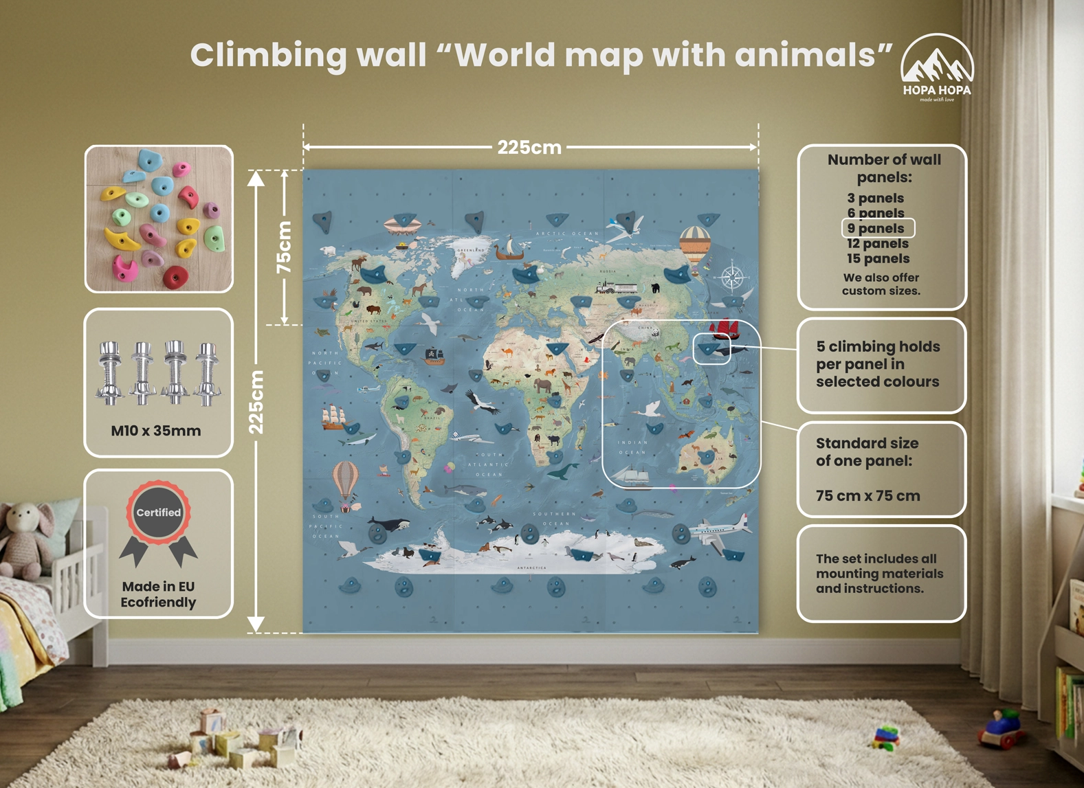 Climbing wall "World Map with Animals" - Image 3