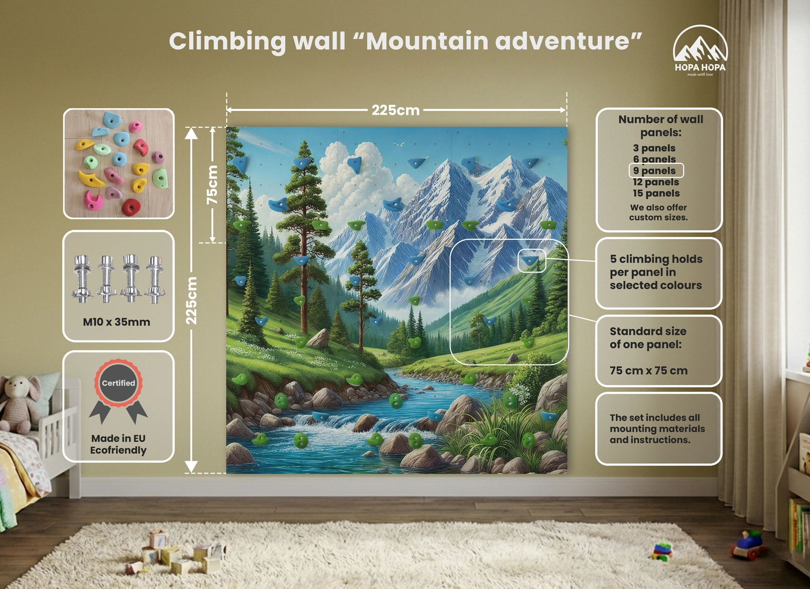 Climbing wall with "Mountain Adventure" print - Image 5